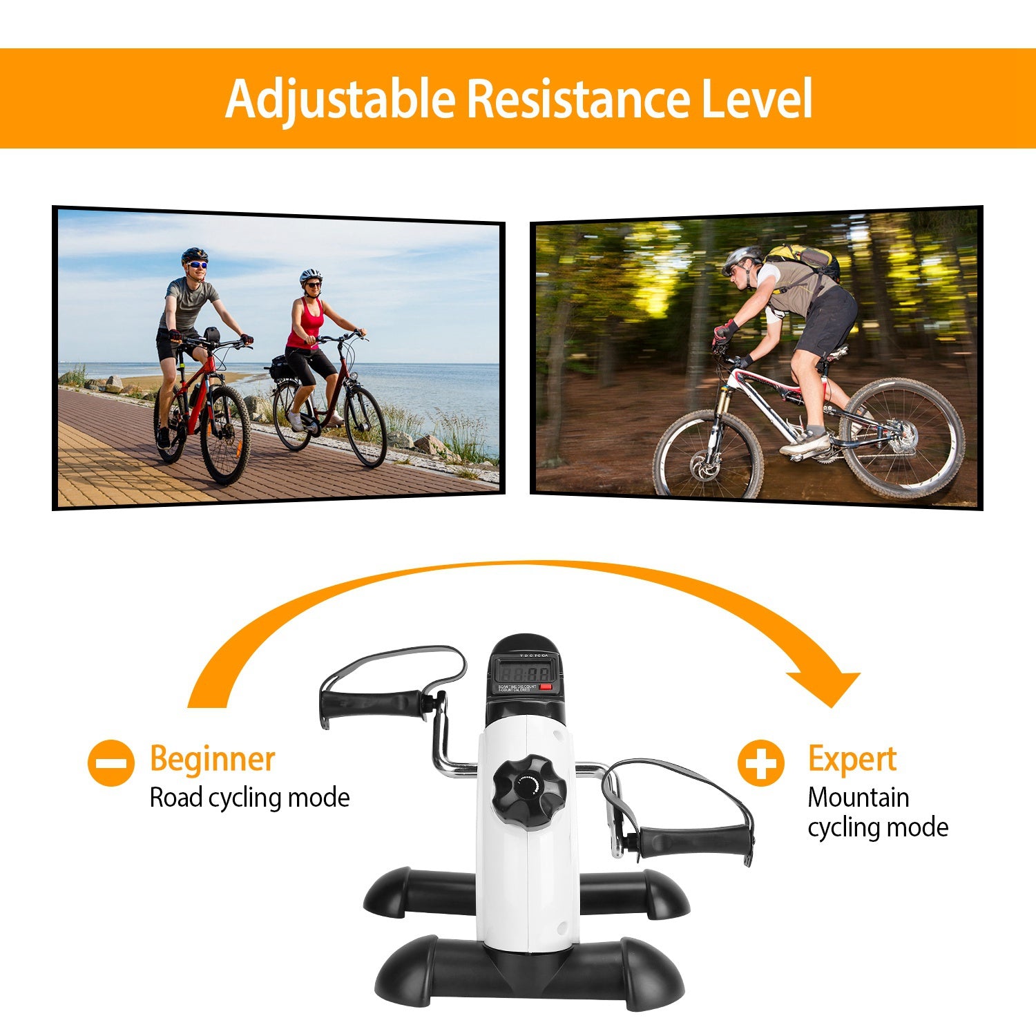 Stationary Under Desk Bike Pedal Exerciser Arm Leg Exerciser with LCD Screen Mini Exercise Cycle Bike