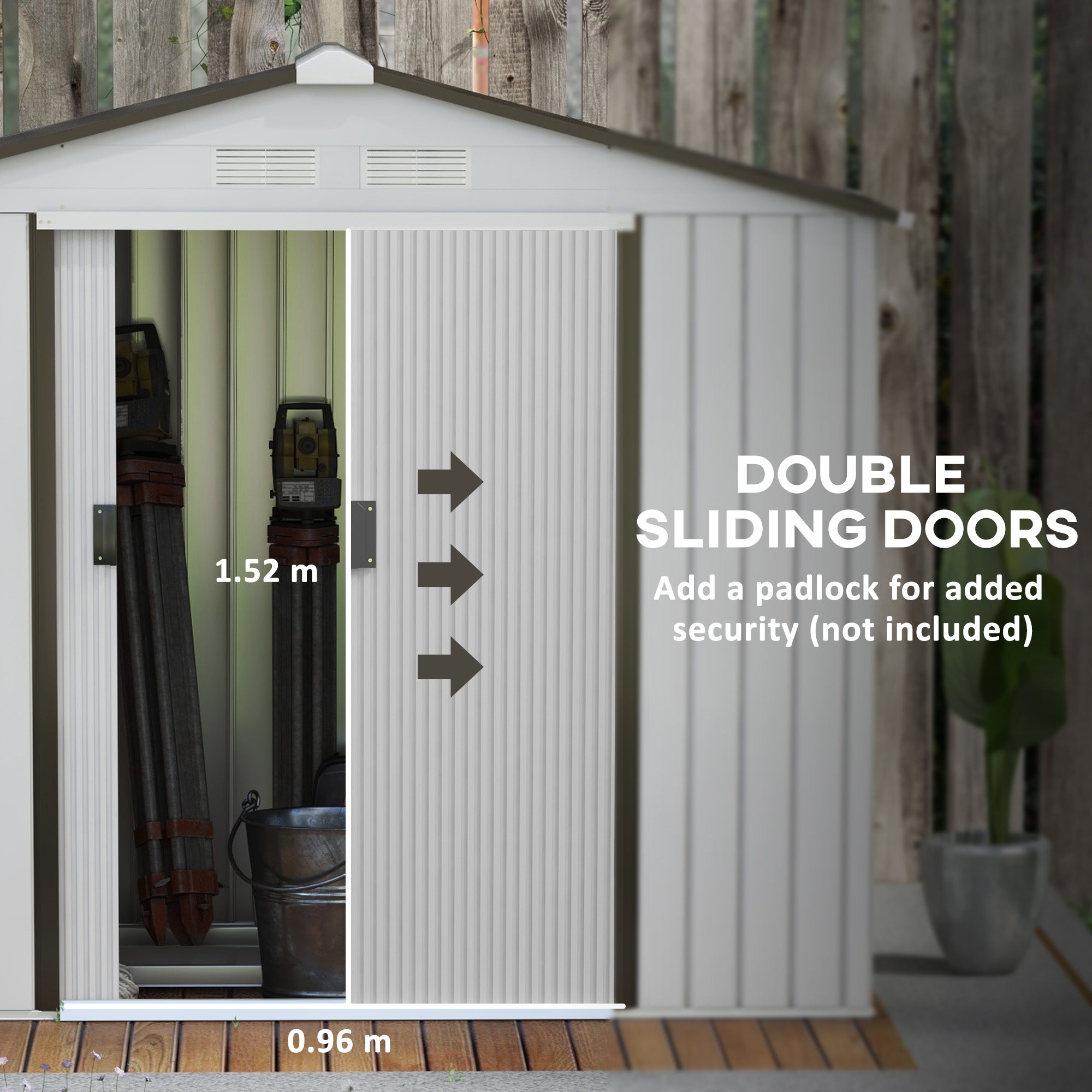 Outsunny 7'x4.3'x6.1' Metal Garden Shed: Outdoor Tool Storage with Foundation, Double Doors in Silver Finish