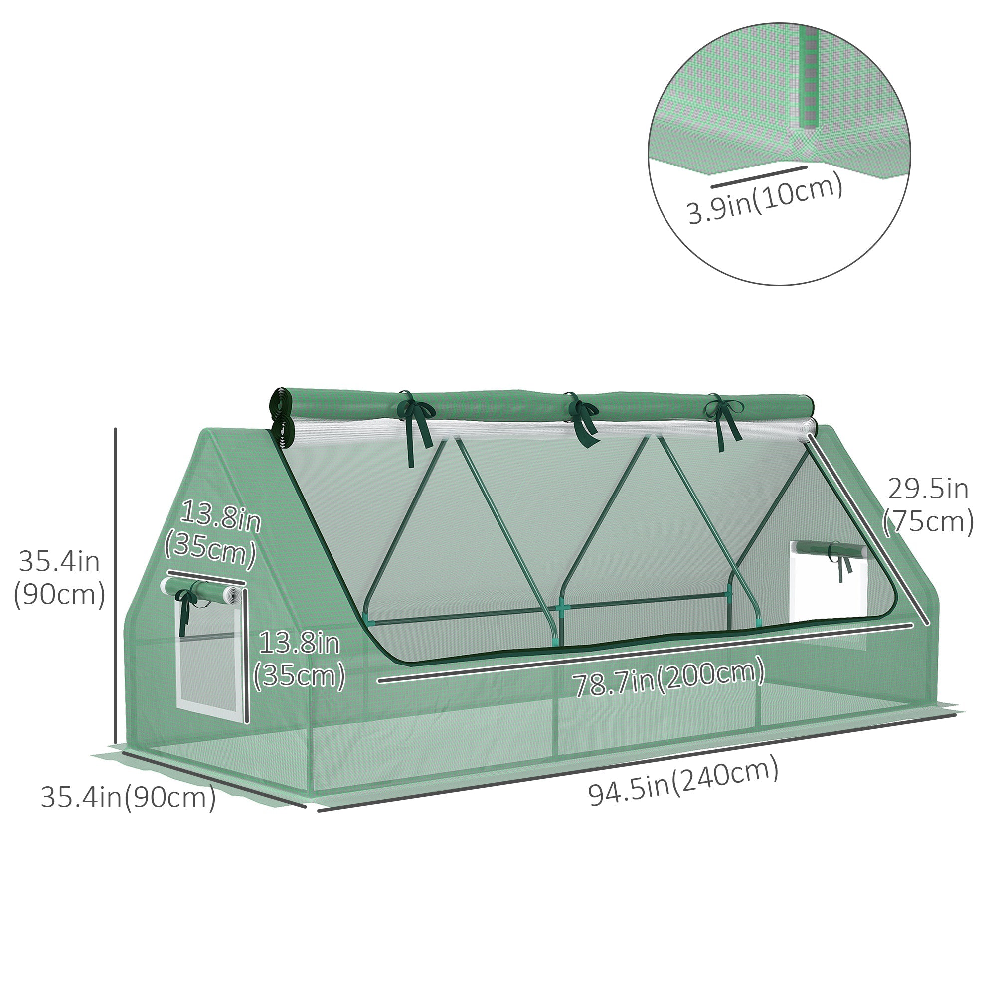 Outsunny Compact Portable Greenhouse Mesh Windows Indoor Outdoor Gardening 94.5" x 35.4" x 35.4" Green