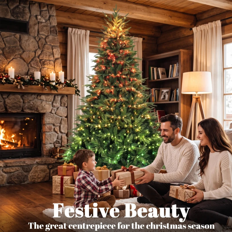 7.5 ft Pre-Lit Artificial Christmas Tree with 650 Synchronized LED Lights, Remote & Timer