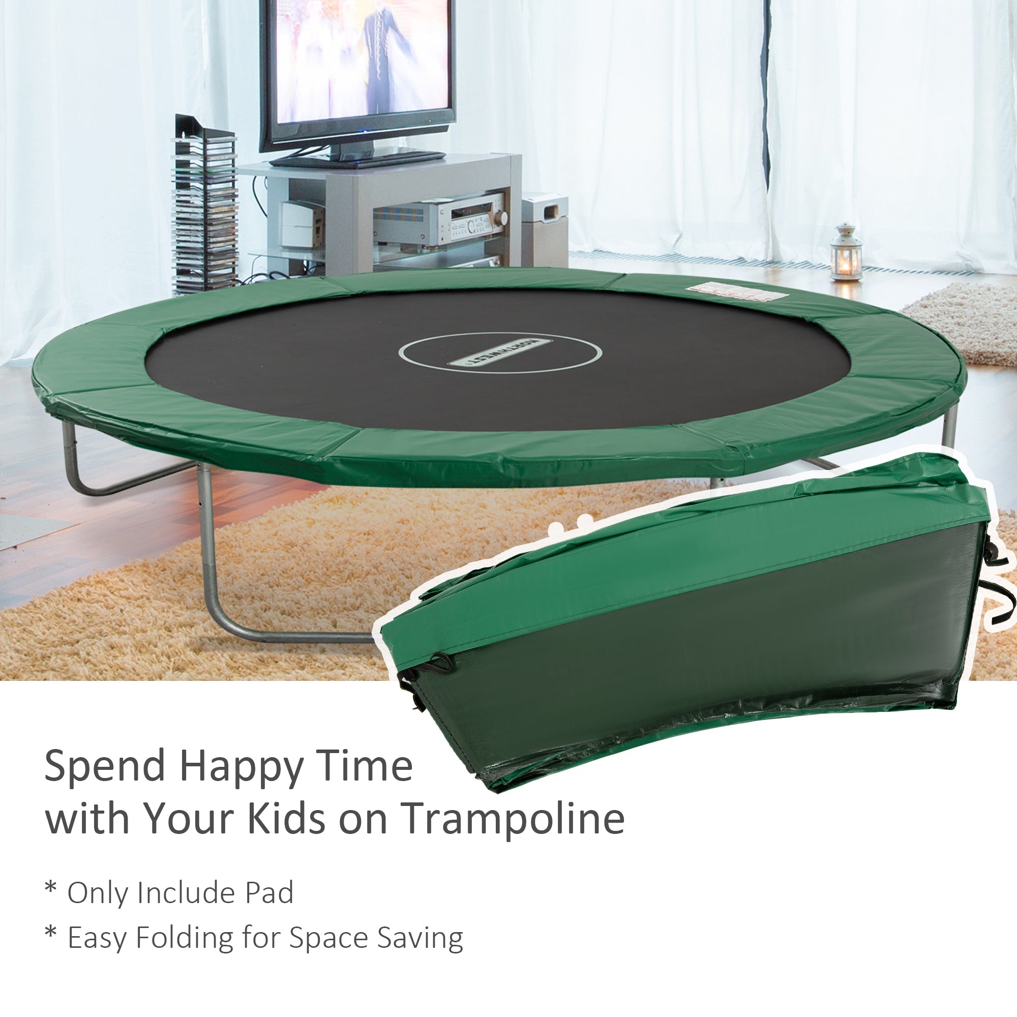 Soozier Φ8ft Trampoline Safety Pad Spring Cover Replacement Bounce Jump EPE Foam Protection Green