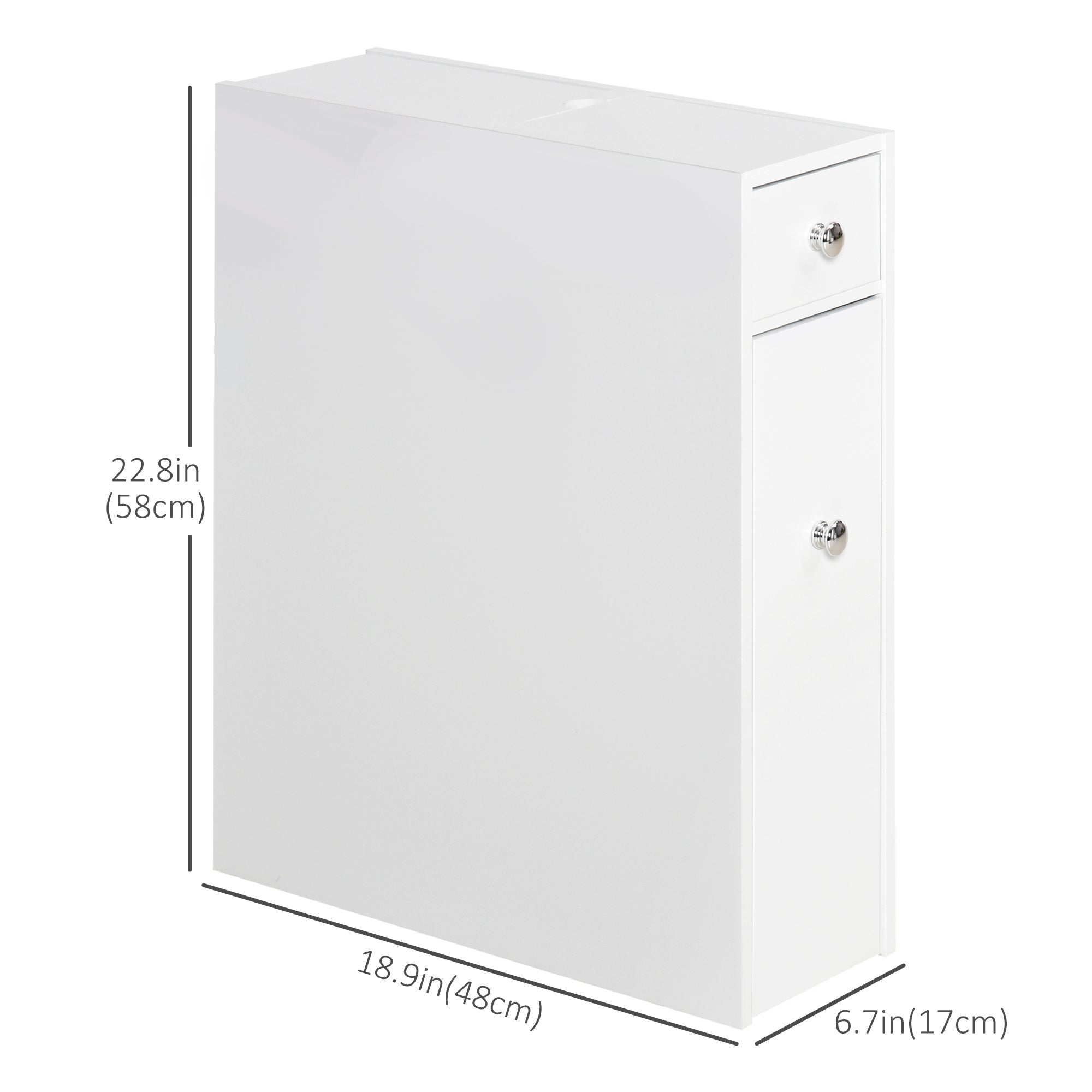 HOMCOM Compact Bathroom Storage Cabinet: White Space Saver, Toilet Paper Holder, Narrow Cabinet
