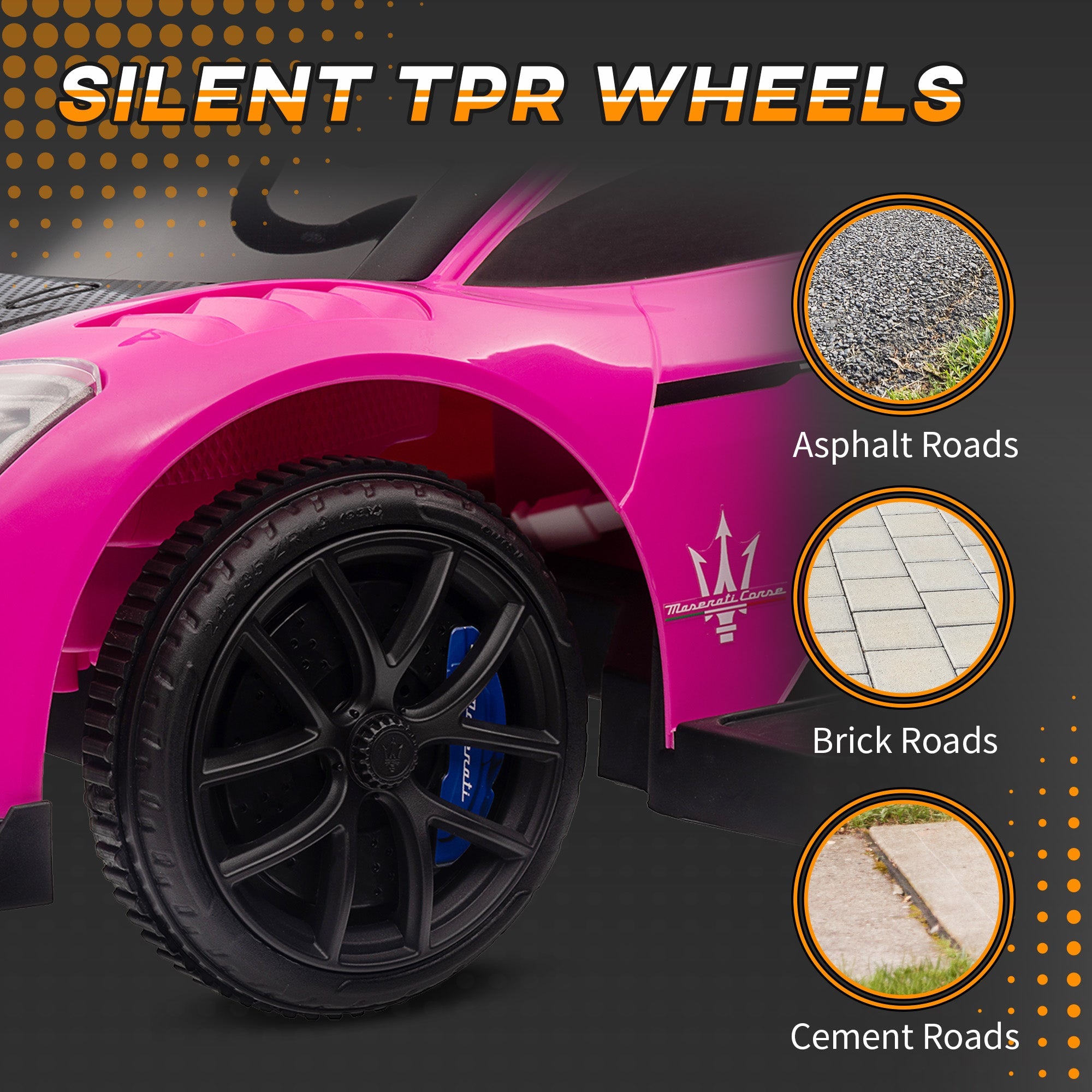 Qaba 6V Maserati GT2 Licensed Electric Car for Kids, Ride on Car with Under Seat Storage, LED Headlights Music, Pink