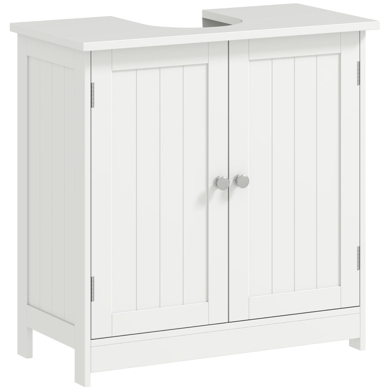 Bathroom Vanity, 24" Pedestal Sink Bathroom Vanity Furniture with 2 Doors and Shelf, White