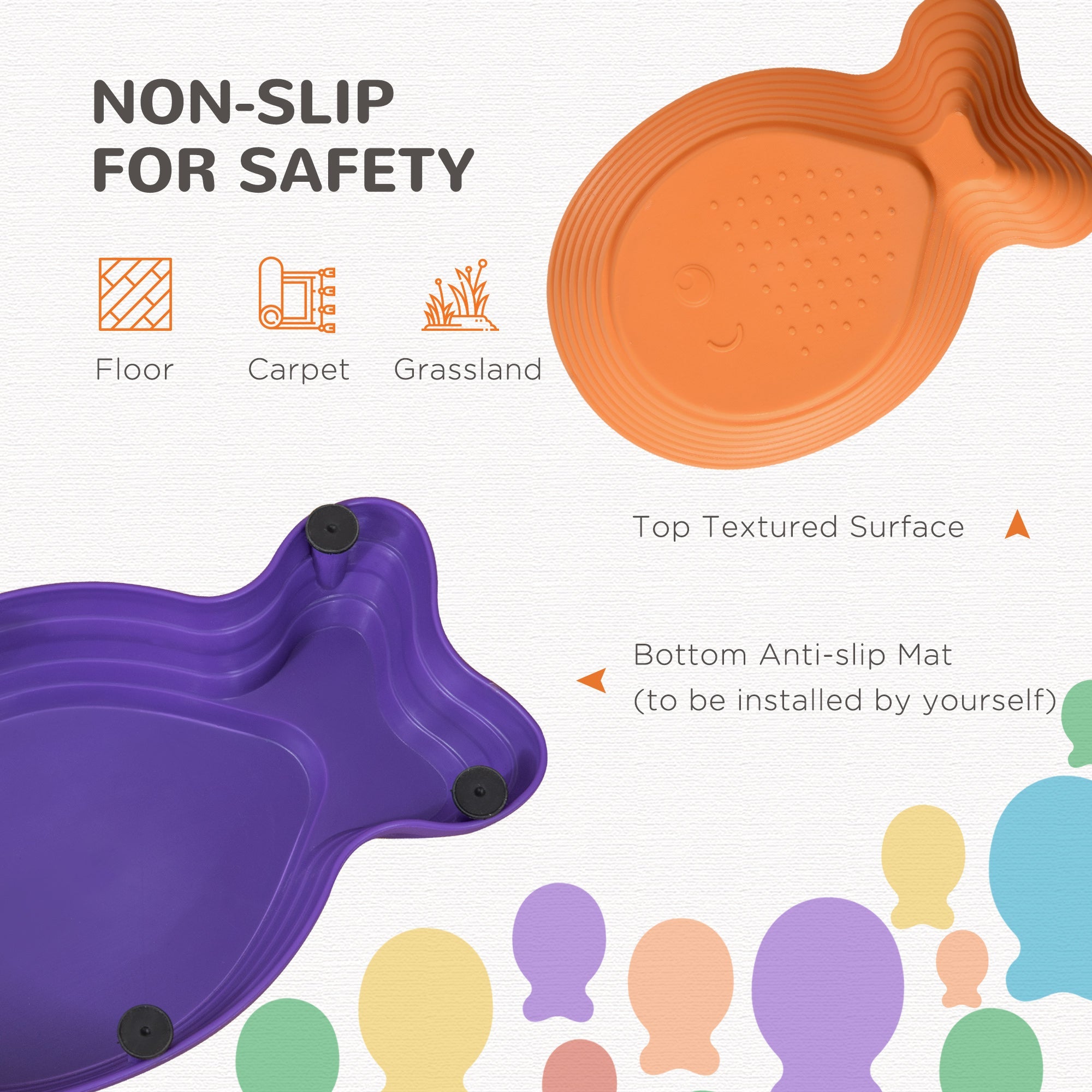 Outsunny 11pcs Kids Balance Stepping Stones, Fish Style - Non-slip, Stackable Obstacle Course for Toddler Balance