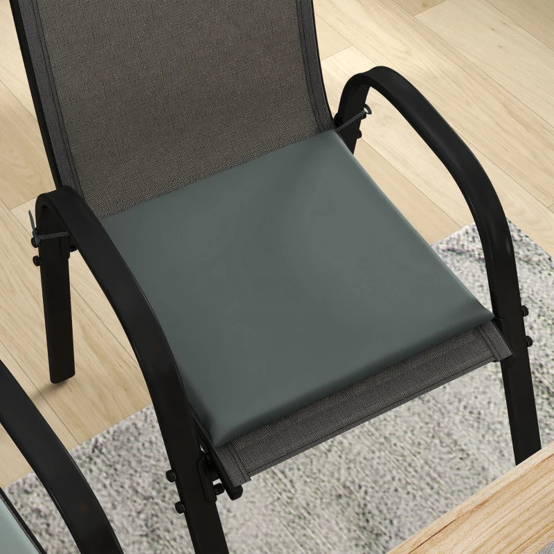 6-Piece Seat Cushion Pillows Replacement, Patio Chair Cushions Set with Ties for Indoor Outdoor, Charcoal Grey