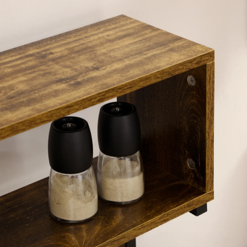 Baker's Rack with Charing Station, Microwave Shelf with Power Outlet, USB Charger and 5 Hooks, Rustic Brown