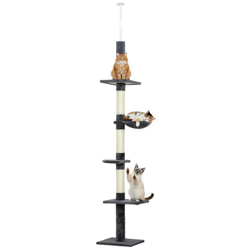 8.5ft Cat Climbing Tree 5-Tier Kitty Activity Center with Scratching Post Dark Grey