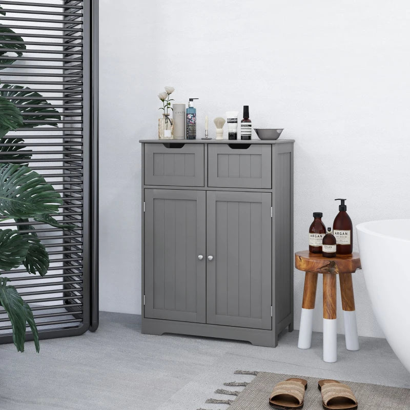 Bathroom Cabinet, Bathroom Storage Cabinet with 2 Drawers, Adjustable Shelf for Living Room, Entryway, Grey