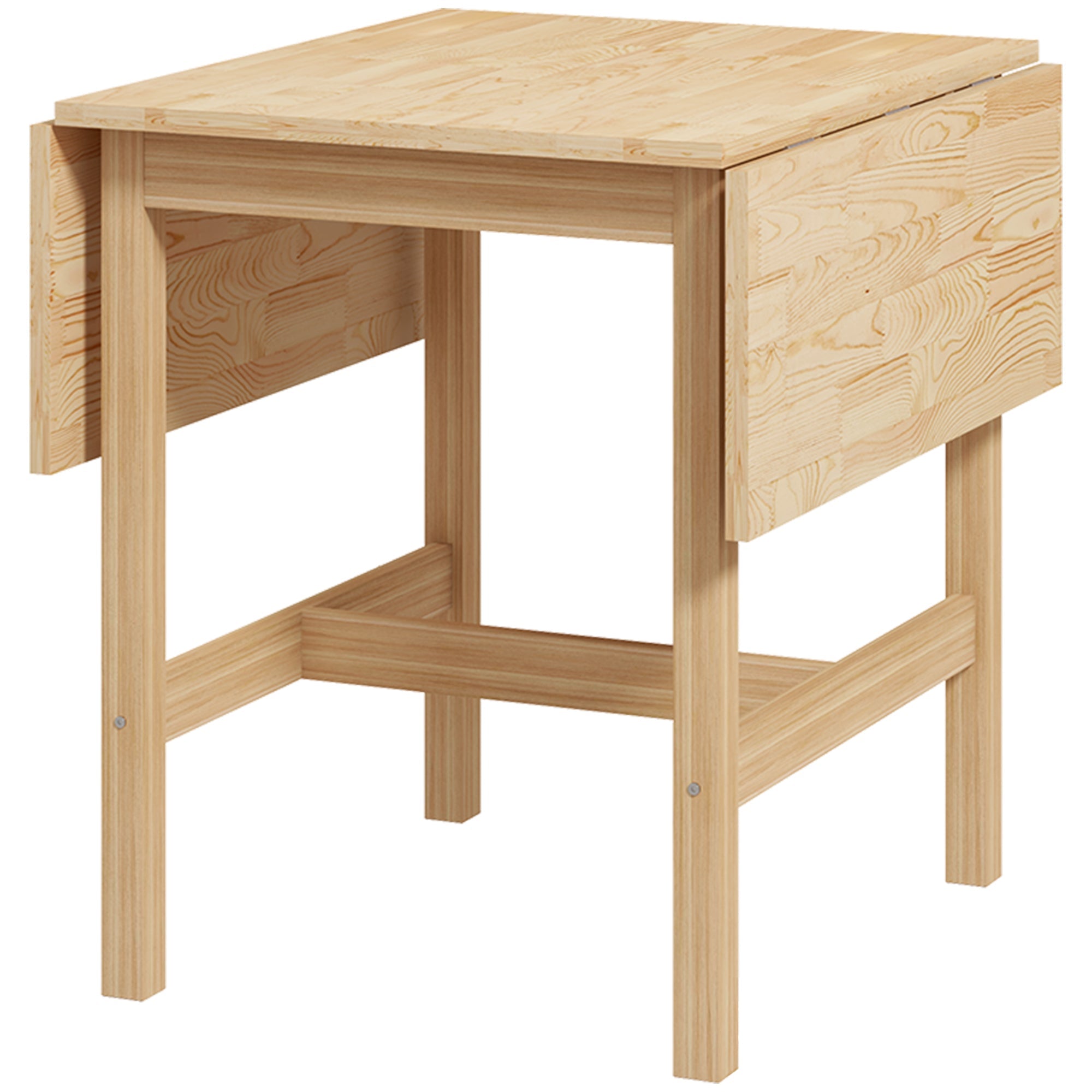 HOMCOM Solid Wood Kitchen Table, Farmhouse Drop Leaf Tables for Small Spaces, Folding Dining Table, Nature Wood