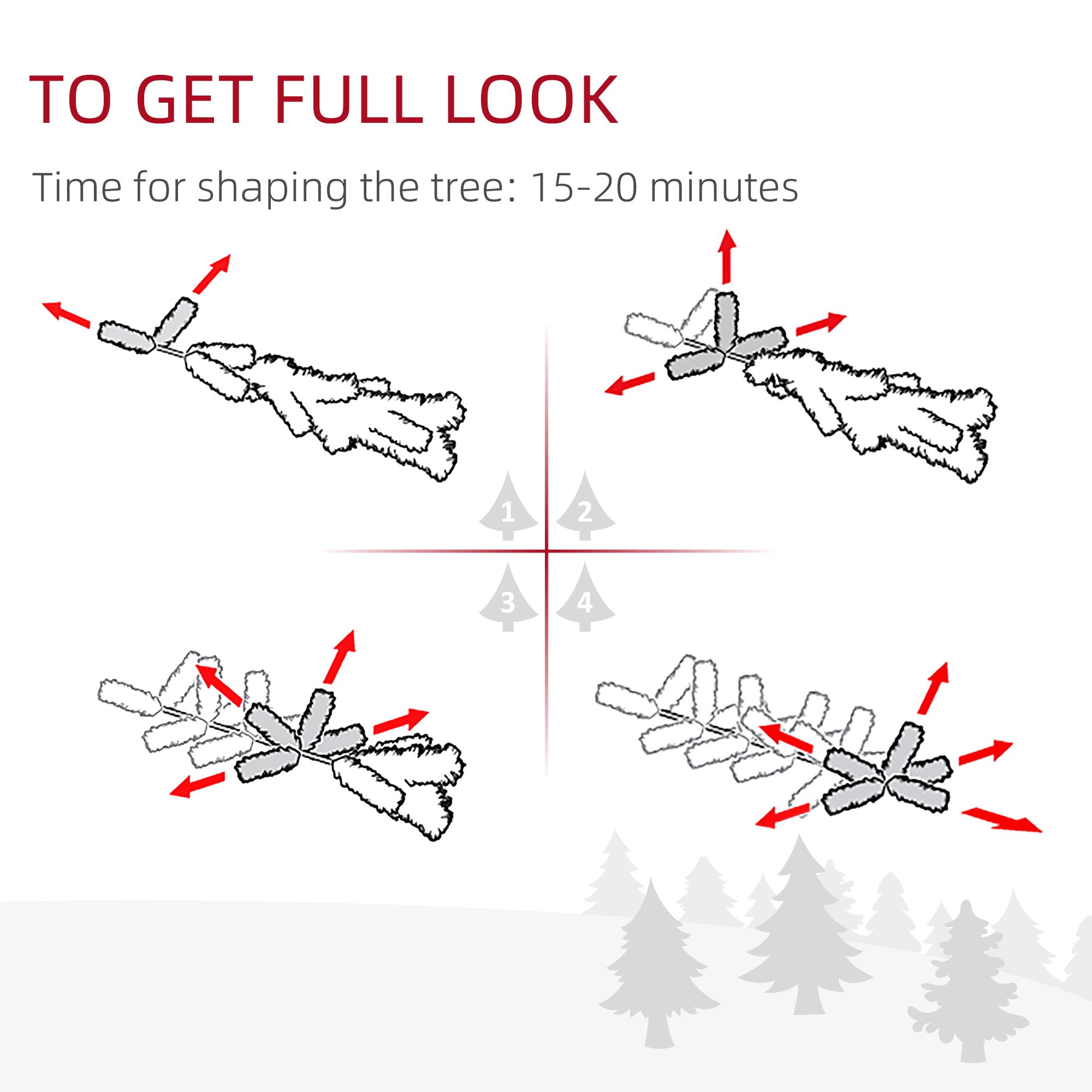 HOMCOM 6FT Indoor Christmas Tree Artificial Decoration Xmas Gift with Metal Stand 375 Tips