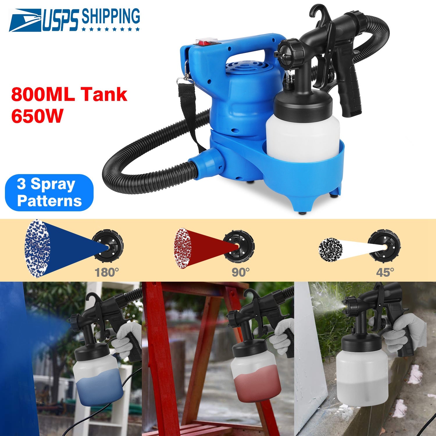 800ML Paint Spray Painter 650W Oil Primer Water Paint Sprayer Machine