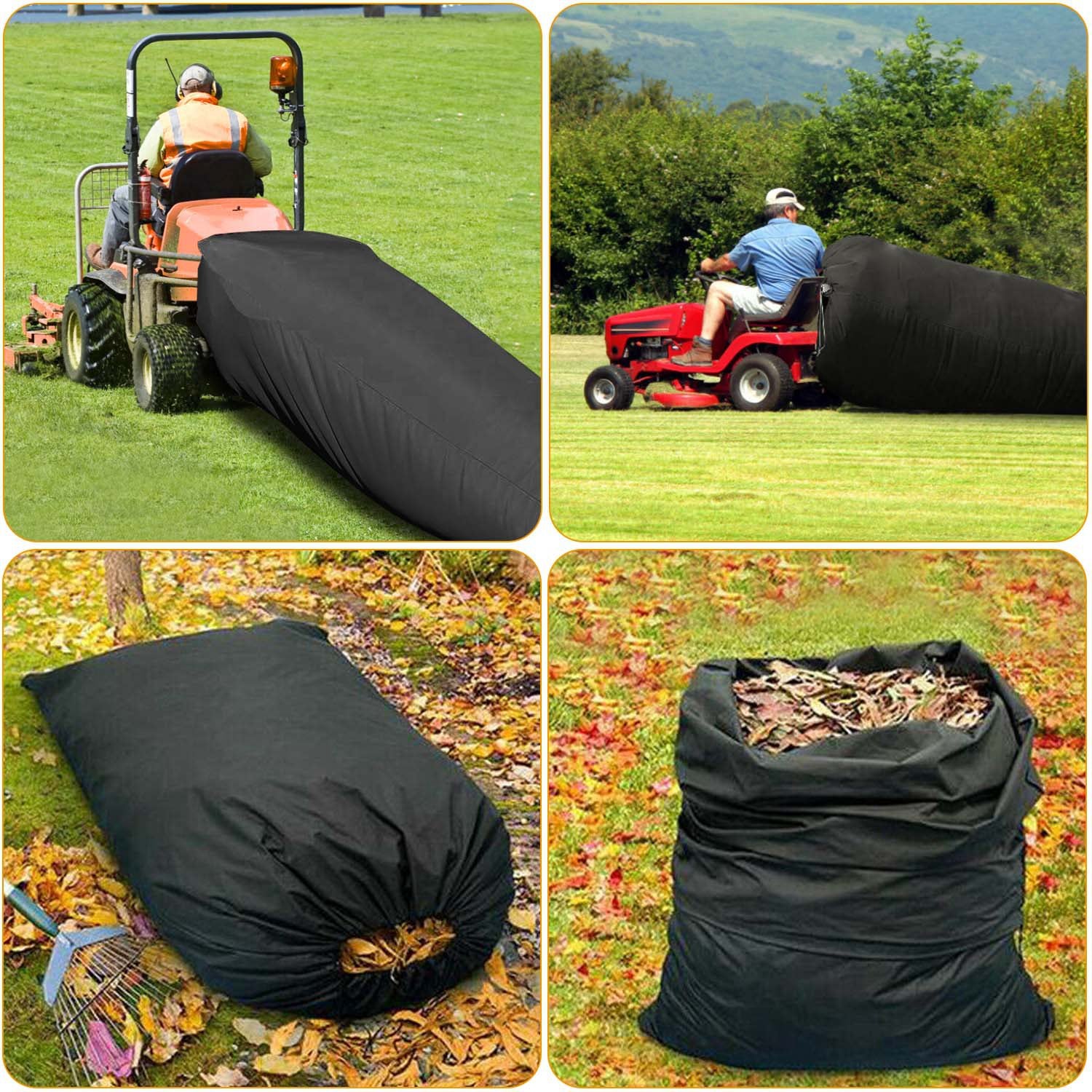 Lawn Tractor Leaf Bag 54 Cubic Feet Standard Garden Waste Collection Bag w/ 112in Opening For Fast & Easy Leaf Collection Riding Lawn Mower Rubbish Ba