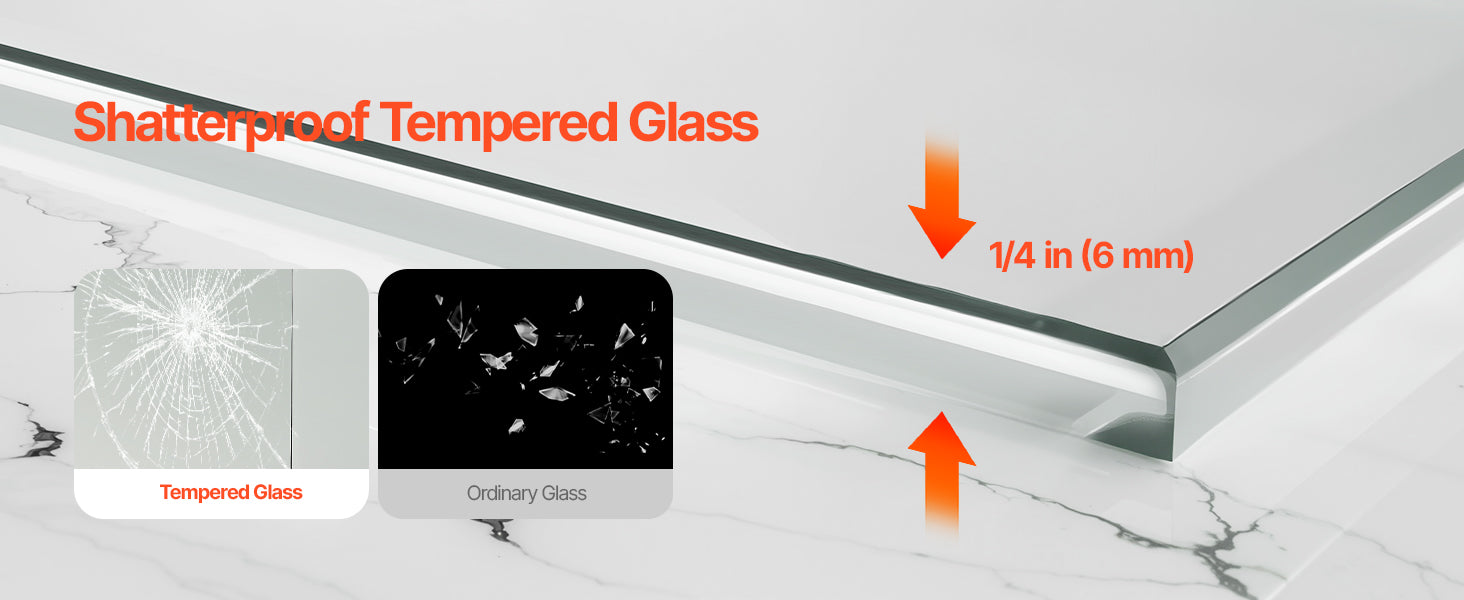 PFYGM34W58HIEJRITV0 VEVOR Frameless Bathtub Shower Door 34 in. W x 55 in. H 180° Rotatable Door