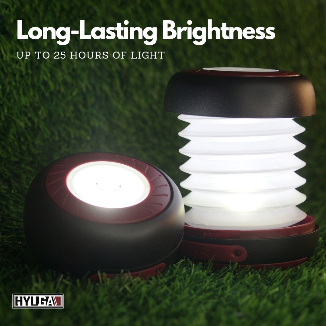 HYUGA Solar Camping Lantern, Collapsible Rechargable LED Light with Hanging Hook, LED Portable camping lamp Type-C Power Bank for Outdoor, Camping, Tent, Hiking, Power Outages, Emergency Charger for Phone