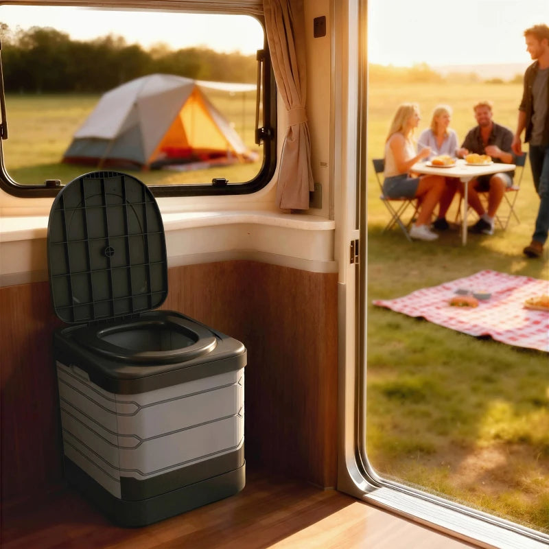 Portable Toilet for Adults Foldable Porta Potty 12 Coagulant Packets for Camping Travel RV Outdoor Use