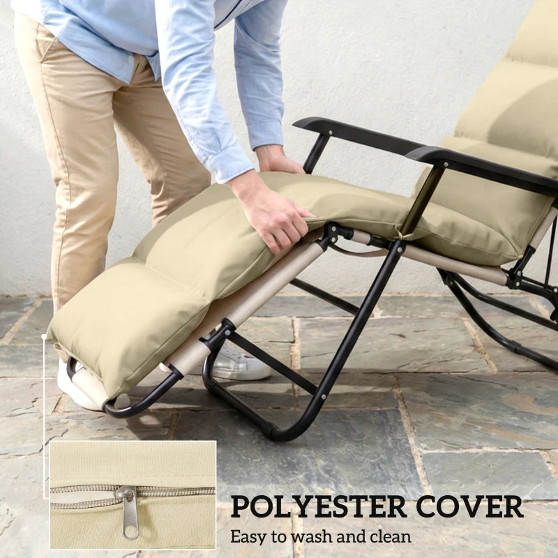 Outdoor Lounge Chair Cushion with Zipper Reversible Chaise Lounge Cushion for Patio Indoor/Outdoor Beige