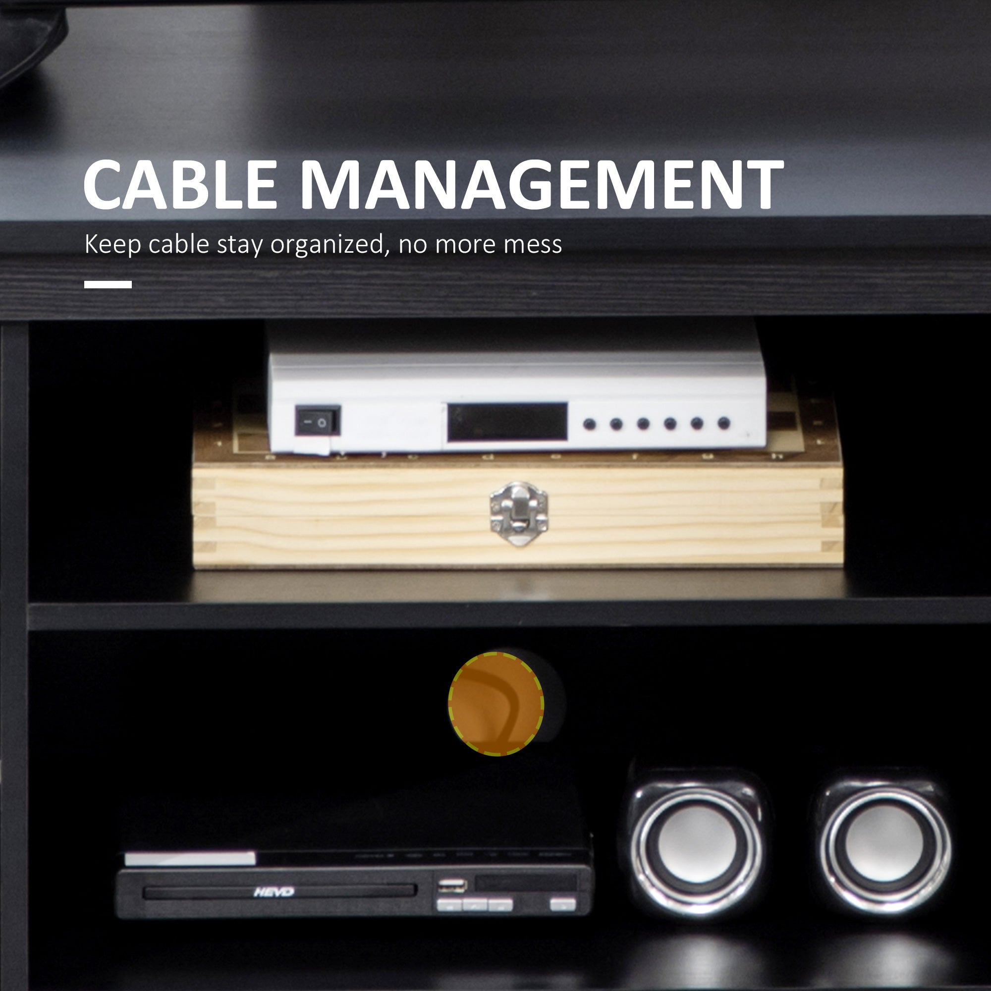 HOMCOM Sleek Entertainment Hub: Black TV Cabinet for 55" TVs, Adjustable Shelves, Living Room Centerpiece