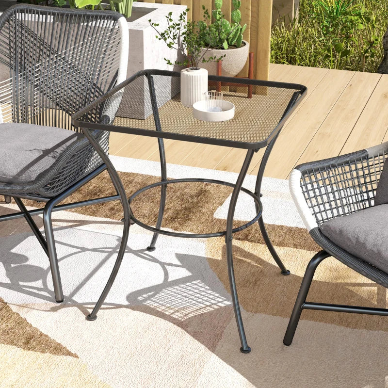 Square Garden Metal Bistro Table Outdoor Patio Coffee Side Desk 23.6" x 23.6" x 27.6" Black