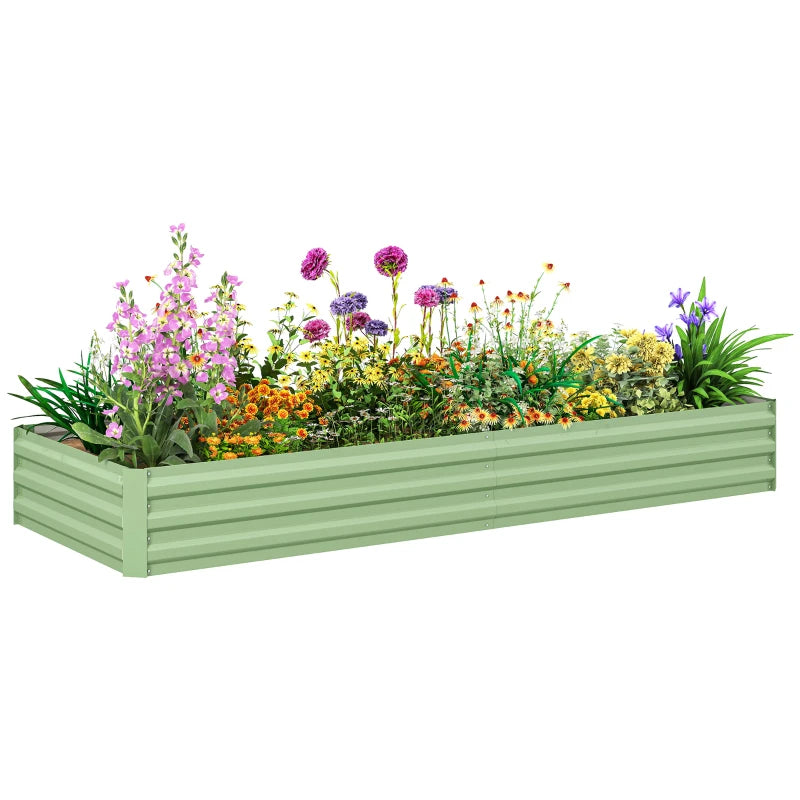 95" x 36" x 12" Galvanized Raised Garden Bed, Metal Elevated Planter Box for Growing Flowers, Herbs, Succulents, Green