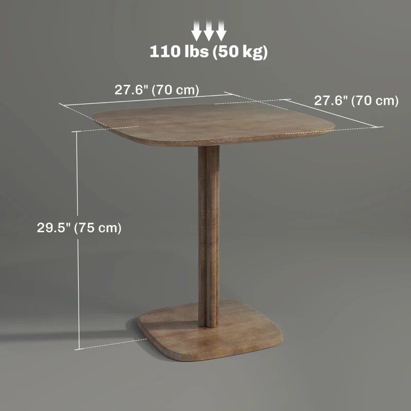 Dining Table for 4 People - Modern Kitchen Table with Wood-Effect Top, 27.6" x 27.6", Dark Brown