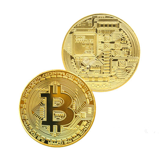 Bitcoin Coin - Gold Metal Physical Blockchain Cryptocurrency Collectible Coin