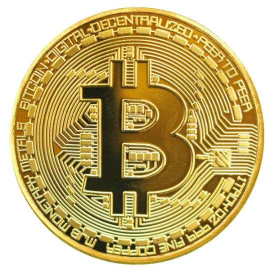 Bitcoin Coin - Gold Metal Physical Blockchain Cryptocurrency Collectible Coin