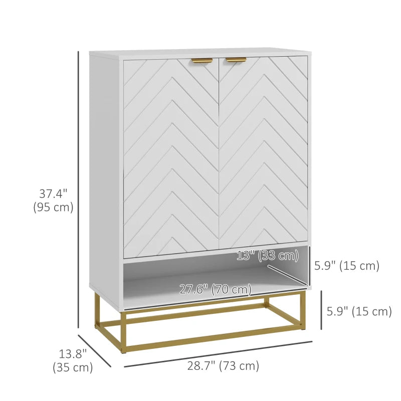 Entryway Shoe Cabinet, Shoe Storage Cabinet with Adjustable Shelf for 12 Pairs of Shoes, White