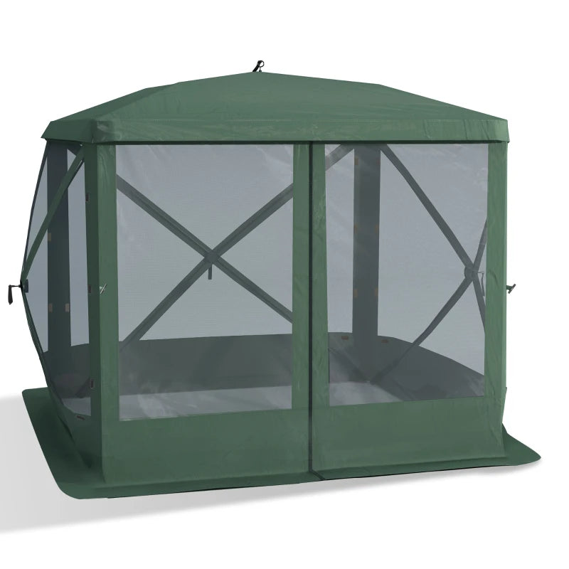 Pop-Up Tent, Foldable Screen Tent with Carry Bag, Zippered Door and Ground Stakes, Fits 3-4 People, Green