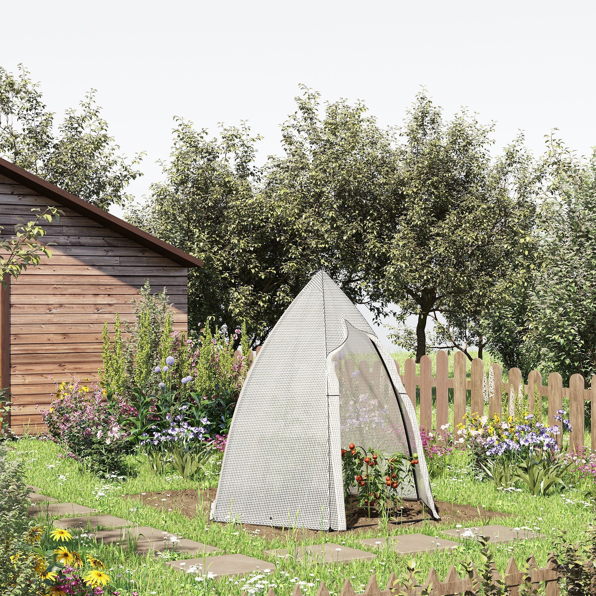 Outsunny Greenhouse Oasis: 63" x 54" x 71" Portable Plant Sanctuary with Zipper Roll Up Door and Window for Outdoor Garden Patio