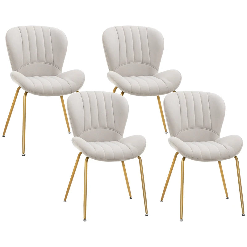 Dining Chairs Set of 4, Modern Accent Chair with Cushioned Backrest, Upholstery for Living Room, Cream White