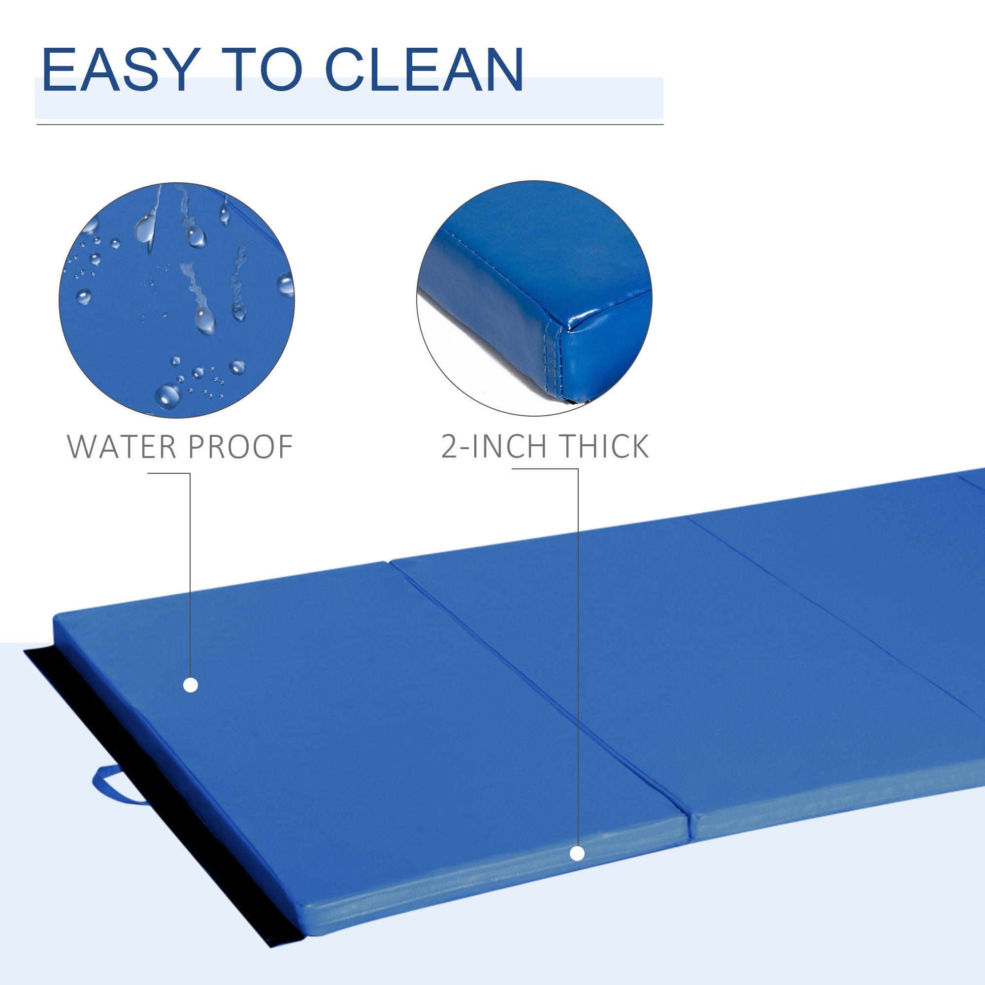 Soozier 4ft x 8ft Gymnastics Mat Tri-Fold Exercise Tumbling Pad with Handles for MMA Martial Arts Stretching Blue