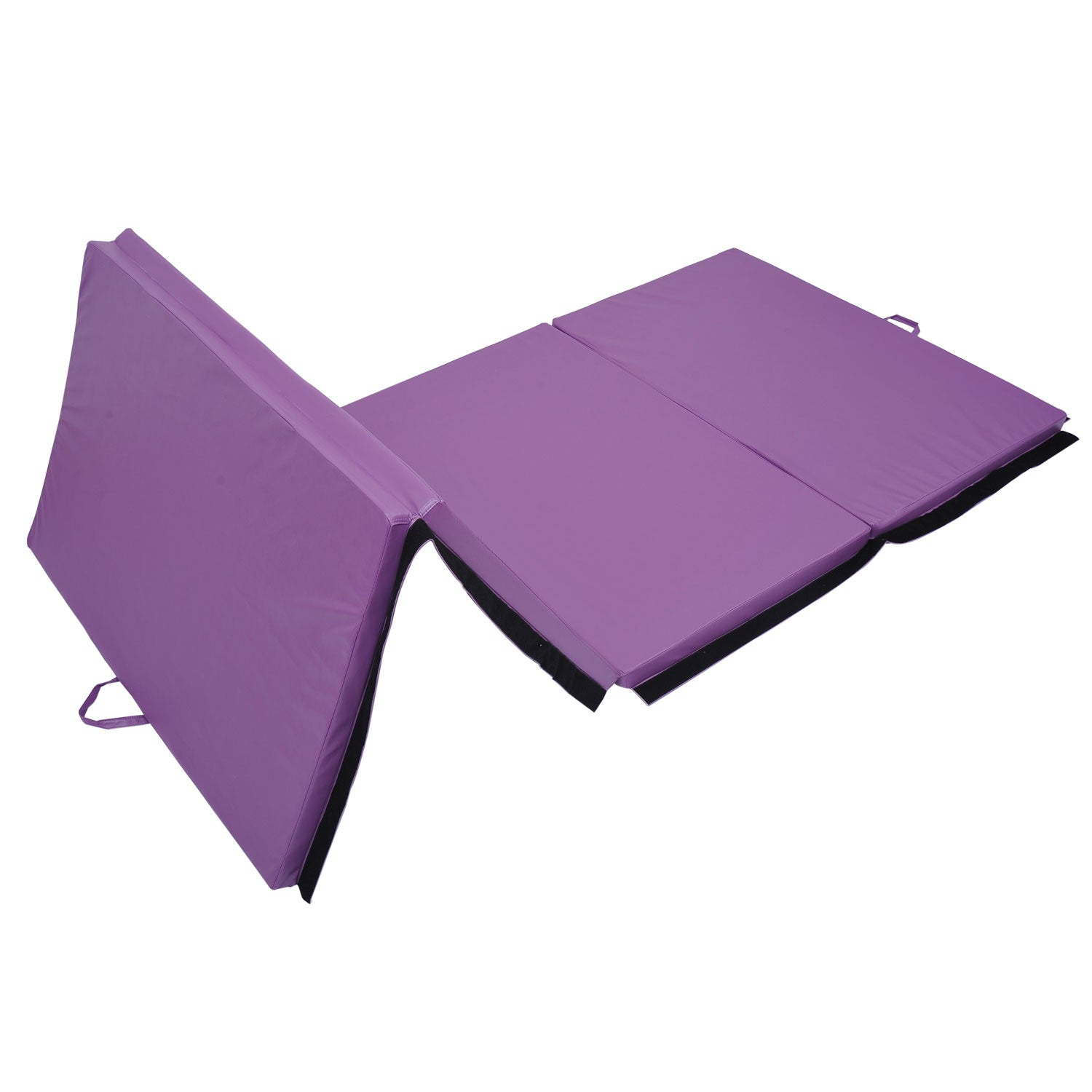 Soozier Tumbling Mats 4' x10''x2” PU Leather Gymnastics Mat Tapis De Gym Tumbling Gym Arts Folding Yoga Exercise Pad 4 Panel Purple