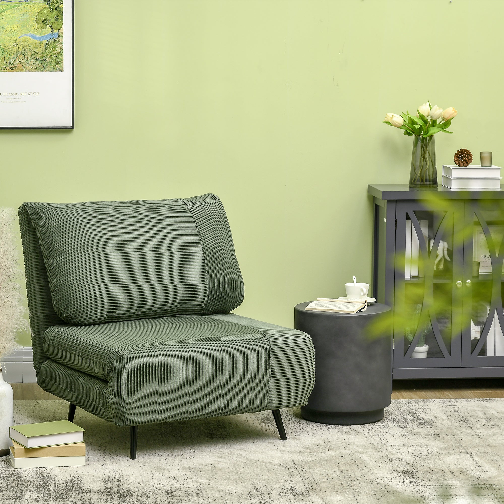 HOMCOM Lightweight Concrete Table: Round Side End Table with Concrete Finish, Adjustable Feet for Indoor and Outdoor Use