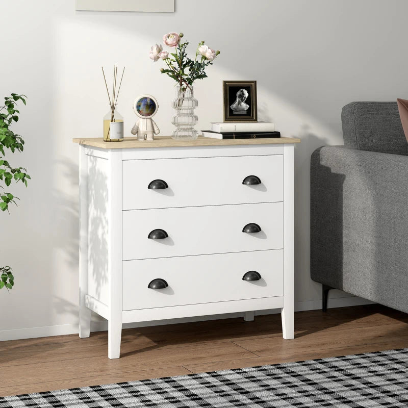 Chest of Drawers with Anti-Tipping, Simple Setup, Easy Clean, Quiet Slides, Modern 3 Drawer Dresser, White