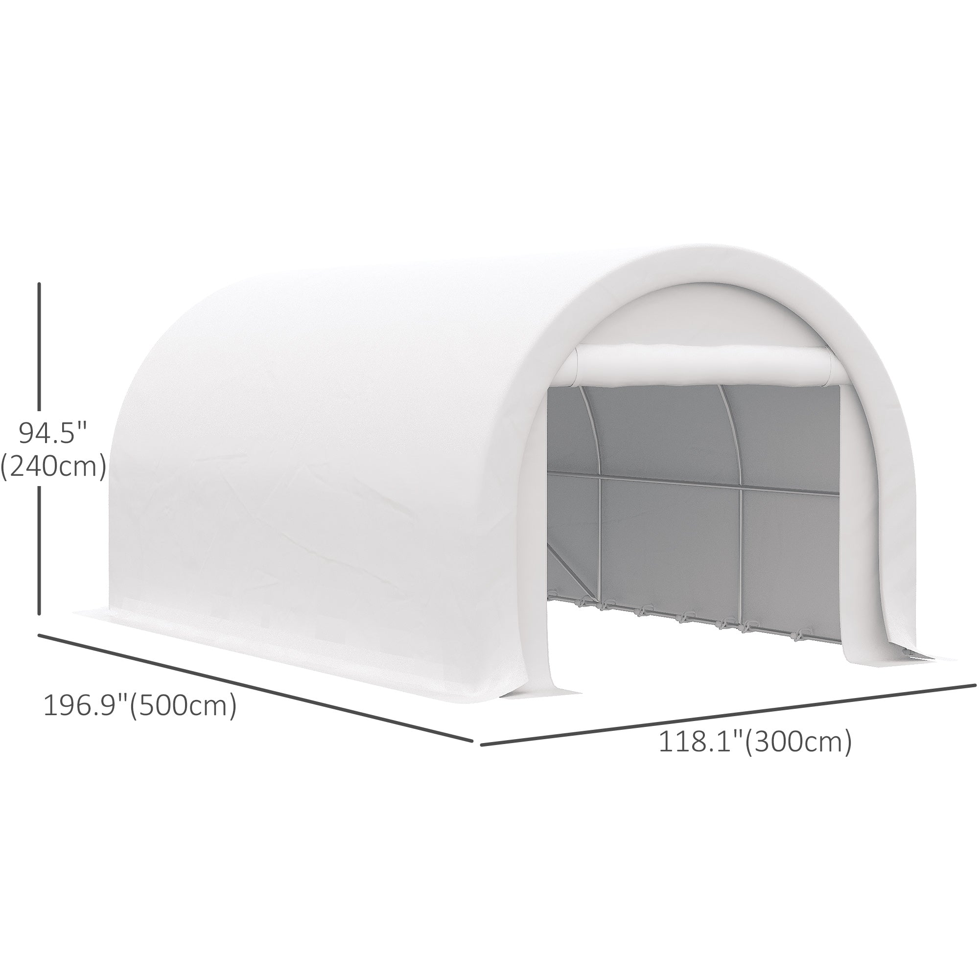 Outsunny 10' x 16' Heavy Duty Portable Carport Tent with Zippered Door, PE Cover for Car, Boat, Motorcycle, Bike, White
