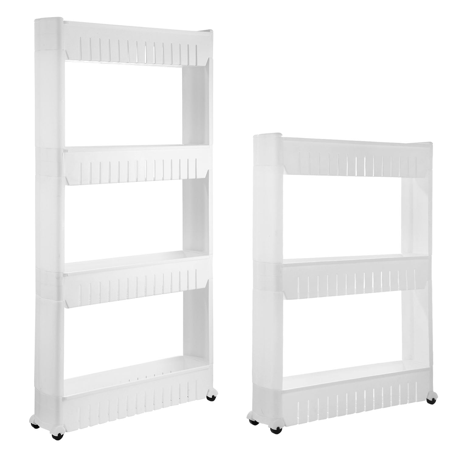 iMounTEK 4 Tiers Slim Storage Cart Mobile Rolling Shelf Unit Narrow Space Shelf for Kitchen Bathroom Pantry Laundry Garage Office