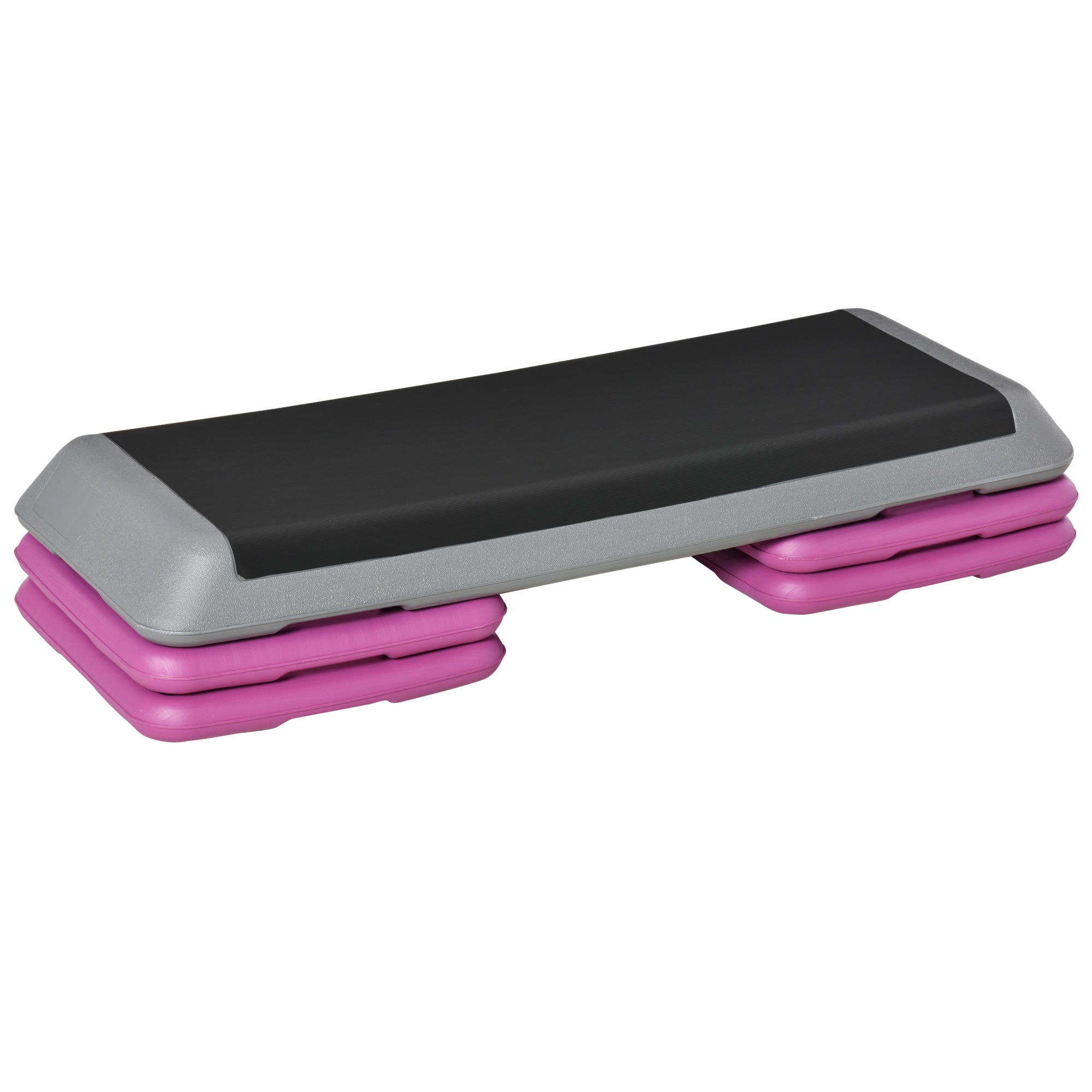 Soozier 43" Adjustable Aerobic Platform Stepper 3 Level with Risers 4” 6” 8” Cardio Fitness Trainer Workout Step Home Gym Exercise| Aosom Canada