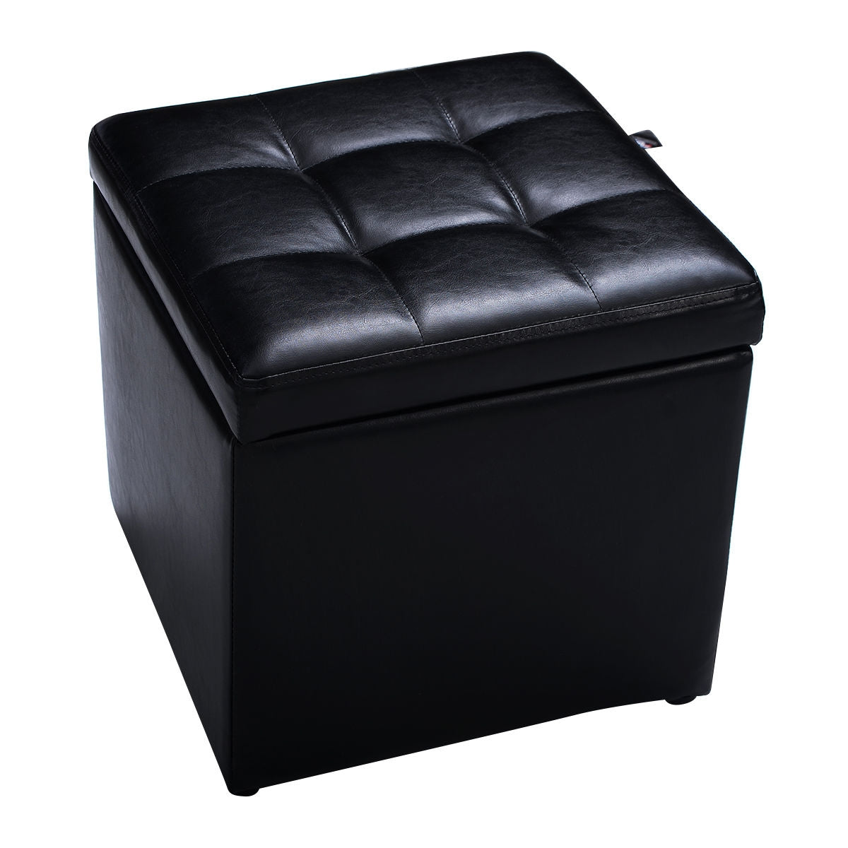Foldable Cube Ottoman Pouffe Storage Seat-BlackÂ