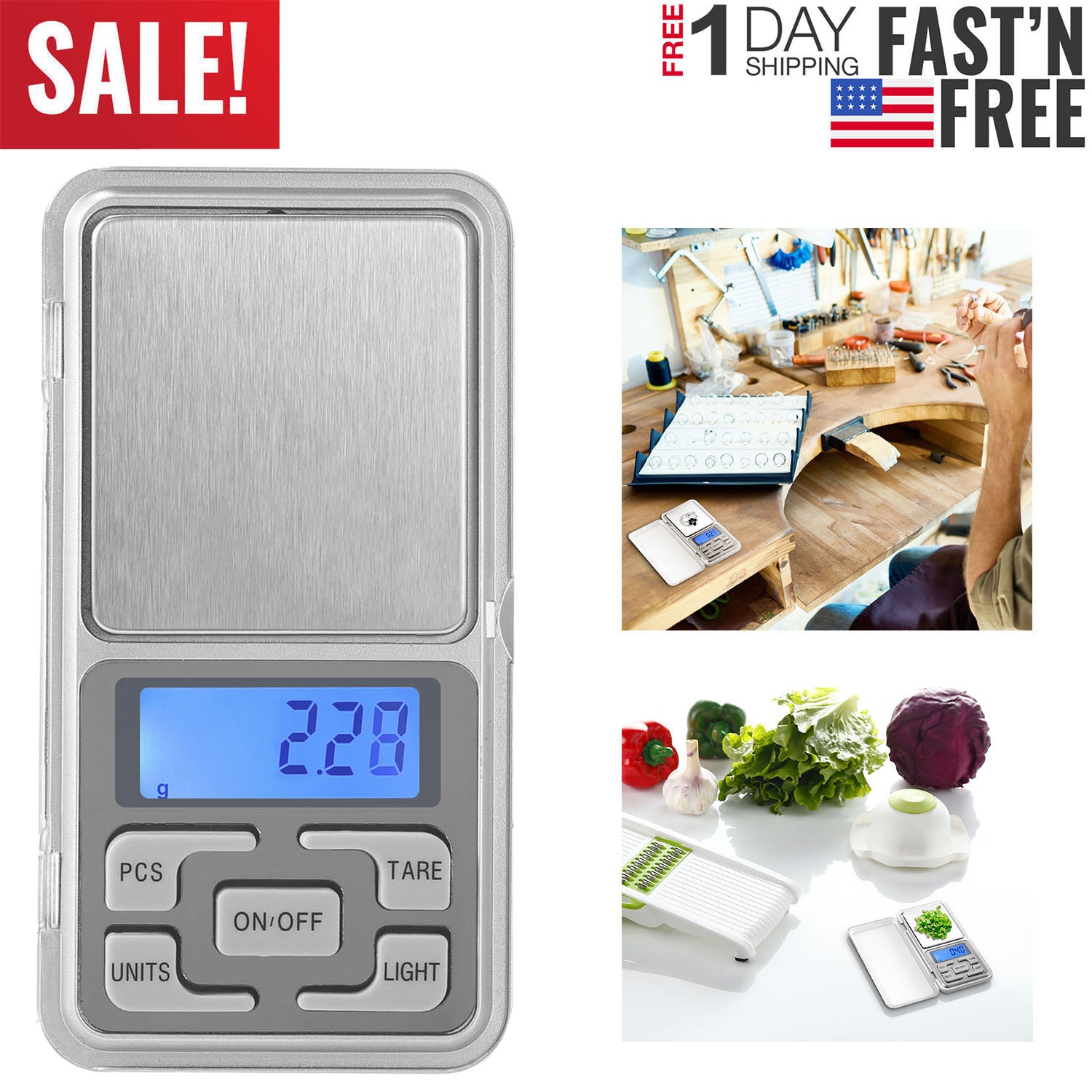 200g x 0.01g Digital Scale Pocket Jewelry Scale Kitchen Electronic Scale Tare Function w/ 5 Units LCD Backlit Display Auto-Off Tare Pcs Function