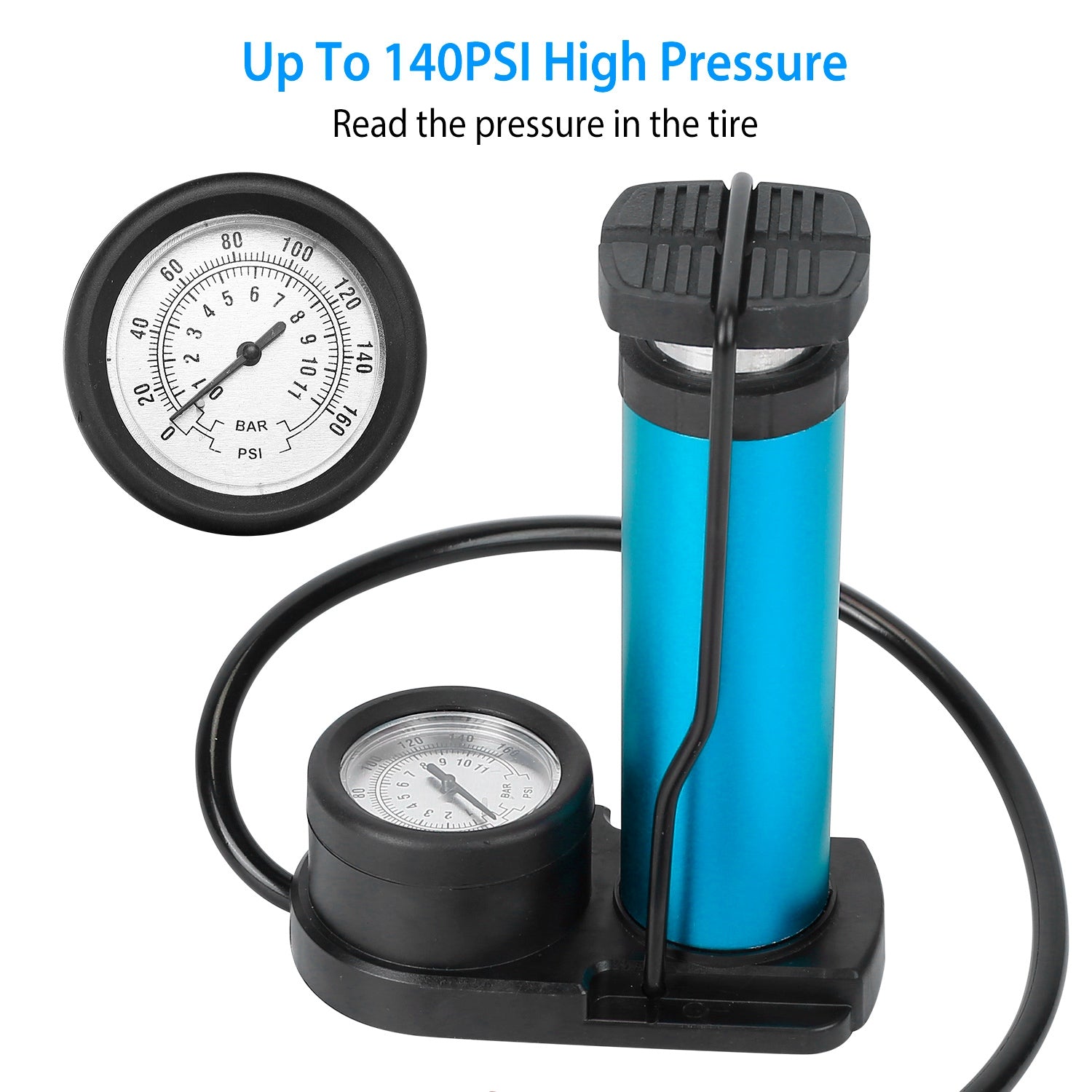 Mini Bike Foot Pump Portable Bicycle Tire Inflator Ball Air Pump Pressure Gauge Tire Air Pump