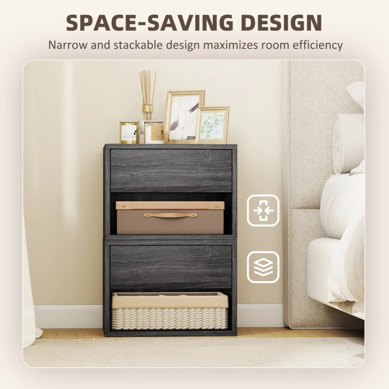 Floating Nightstand Set of 2, Wall Mounted Bedside Table with Drawer for Bedroom, Grey
