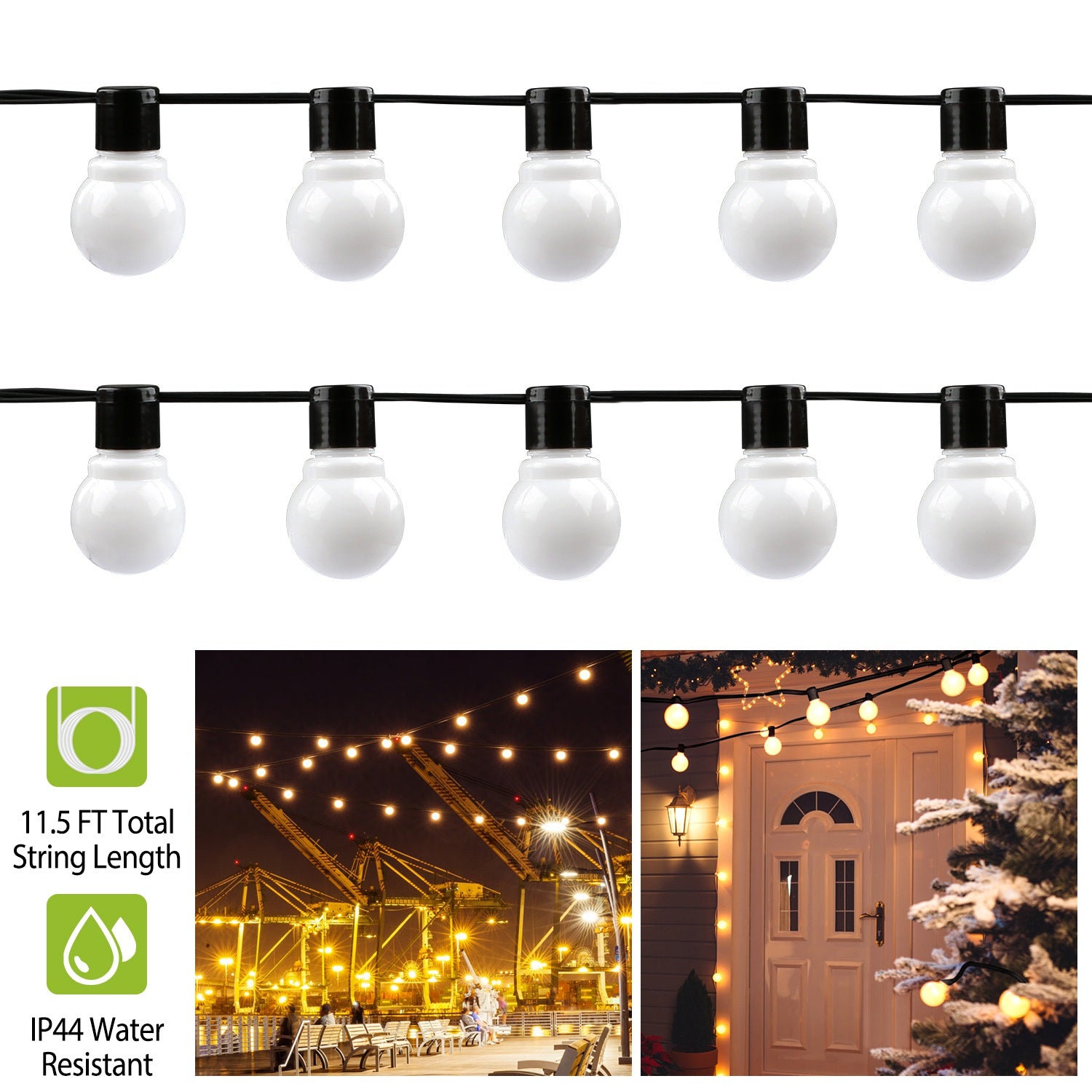 Plug-in Globe String Light Warm White Fairy Light Bulbs Outdoor Water Resistant String Lamp For Garden Patio Yard Shopping Center