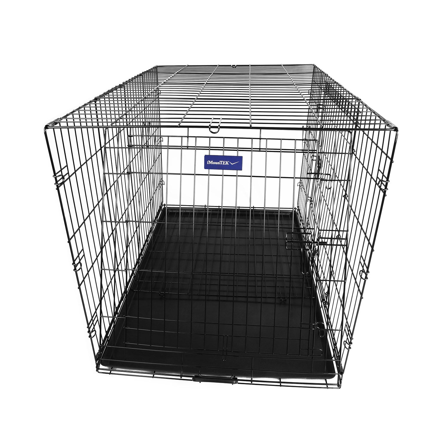 36inches Dogs Crate Folding Metal Pets Crates Double Door Puppy Cage Easy Set Up