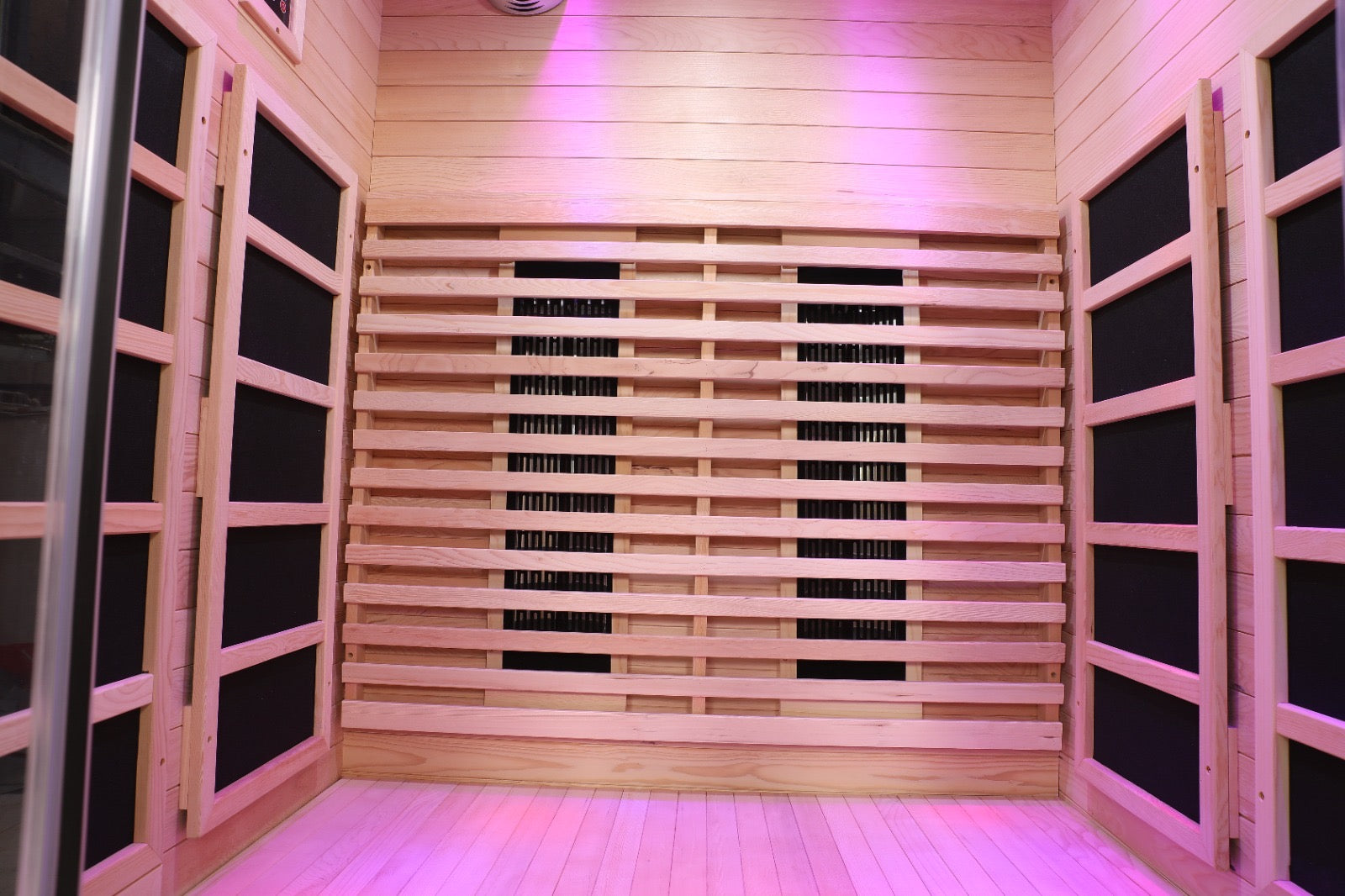 Blisspod Venetian 2-Person Full Spectrum Indoor Premium Canadian Hemlock Low EMF Sauna 10 Heaters Chromotherapy Reflexology
