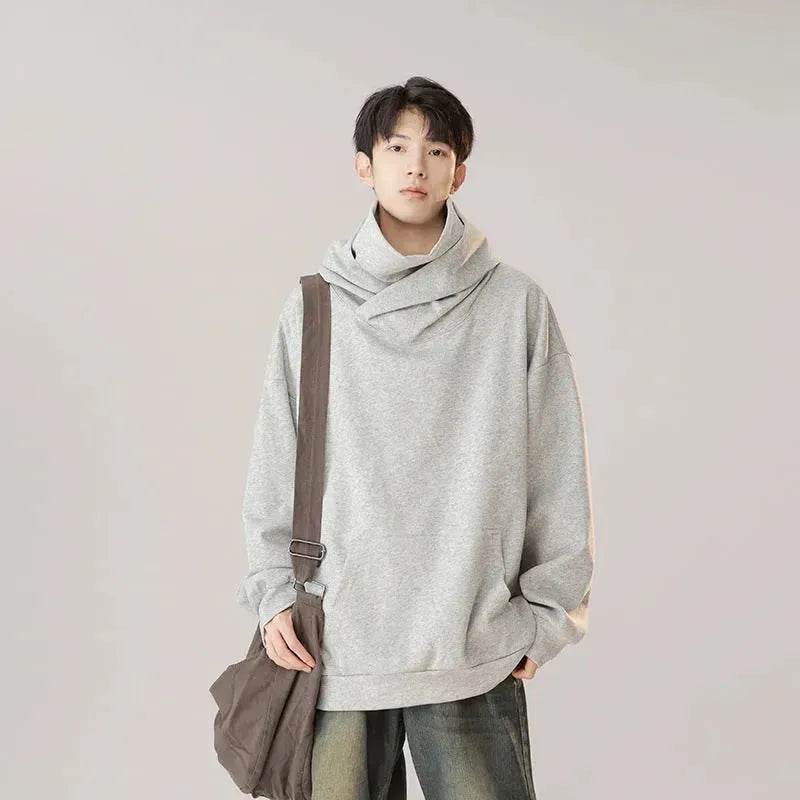 Autumn Winter Oversized Turtleneck Hoodie Pullover for mens