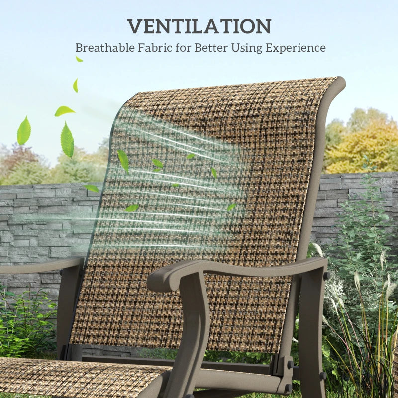 Outdoor Glider Chair, Patio Glider with Steel Frame and Mesh Fabric, Outdoor Patio Chair for Backyard, Garden and Porch, Light Mixed Brown