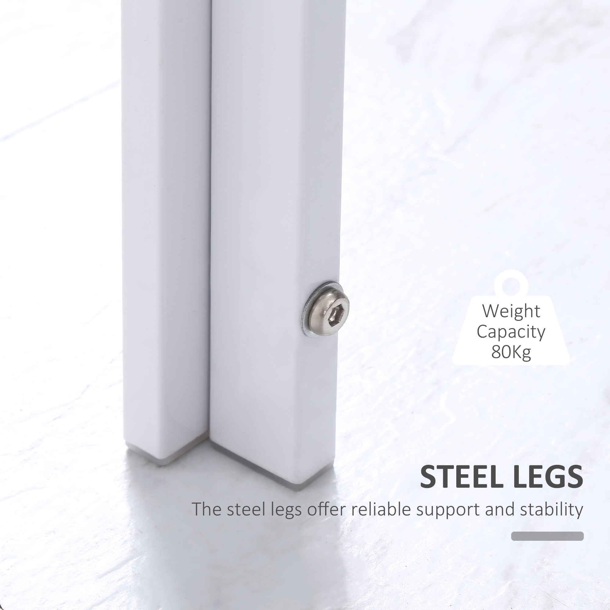 HOMCOM Rectangular 4 Person Dining Table Tempered Glass Top for Living Room White