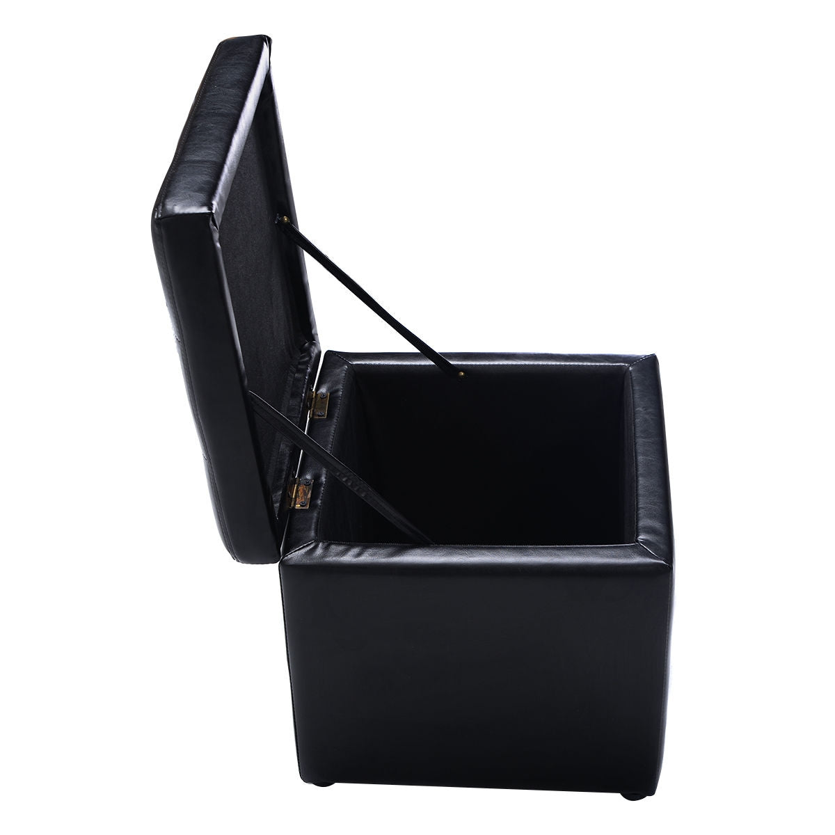 Foldable Cube Ottoman Pouffe Storage Seat-BlackÂ
