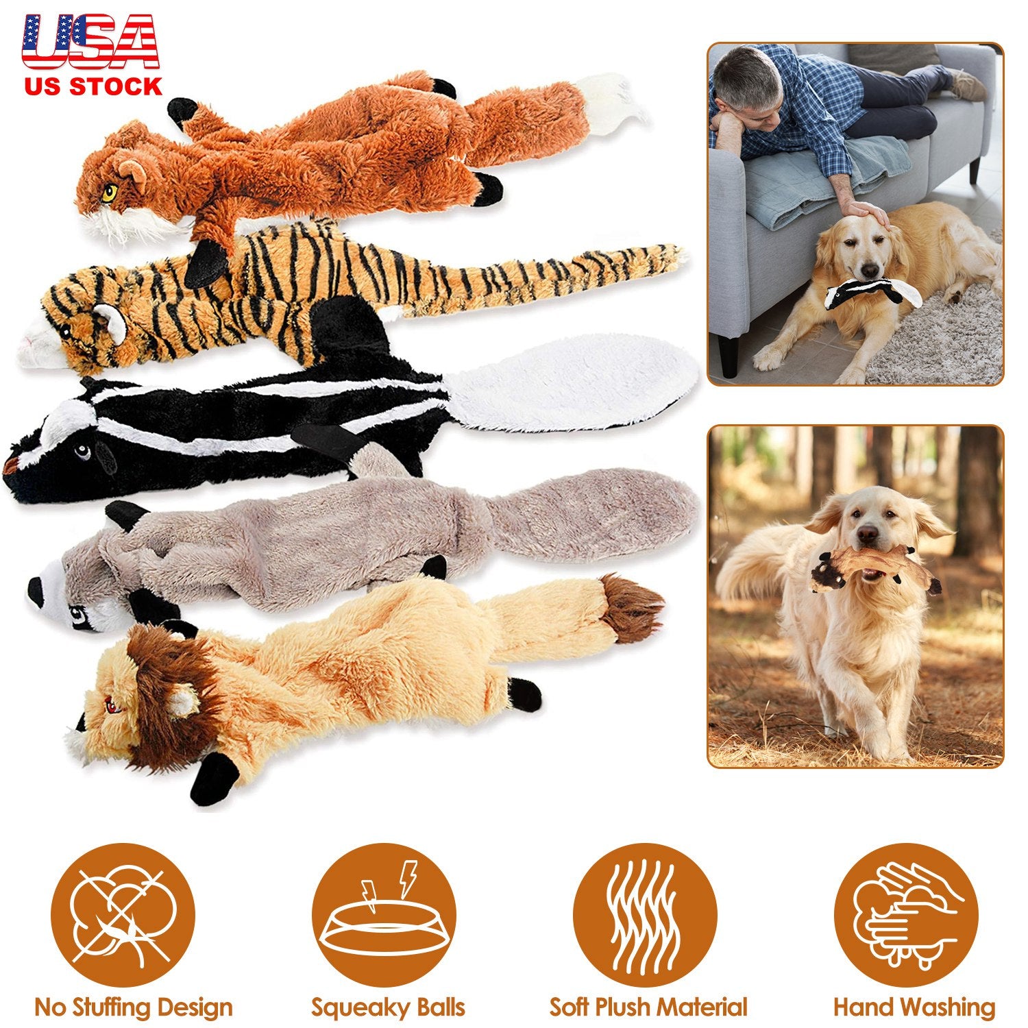 5Pcs Multi-Color Squeaky No Stuffing Dog Toys With Squeaky Balls Dog Teething Training Interactive Dog Toys for Aggressive Chewers for Small Medium an